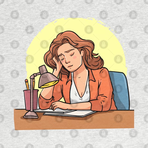 Woman Tired Working by Mako Design 